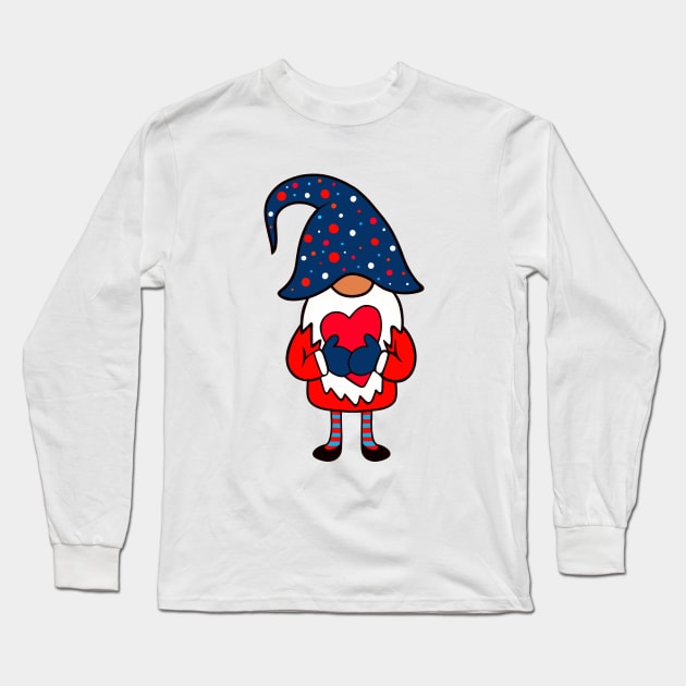 VALENTINE Gnome Romantic Red Heart Long Sleeve T-Shirt by SartorisArt1